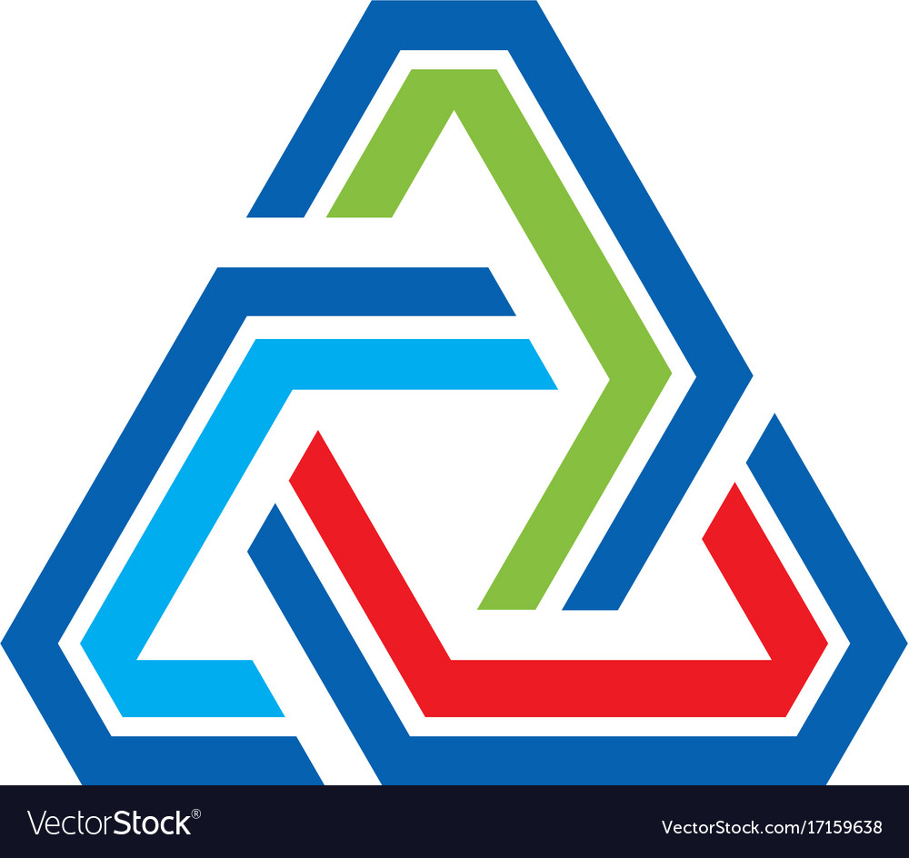 Triangle line colored technology logo