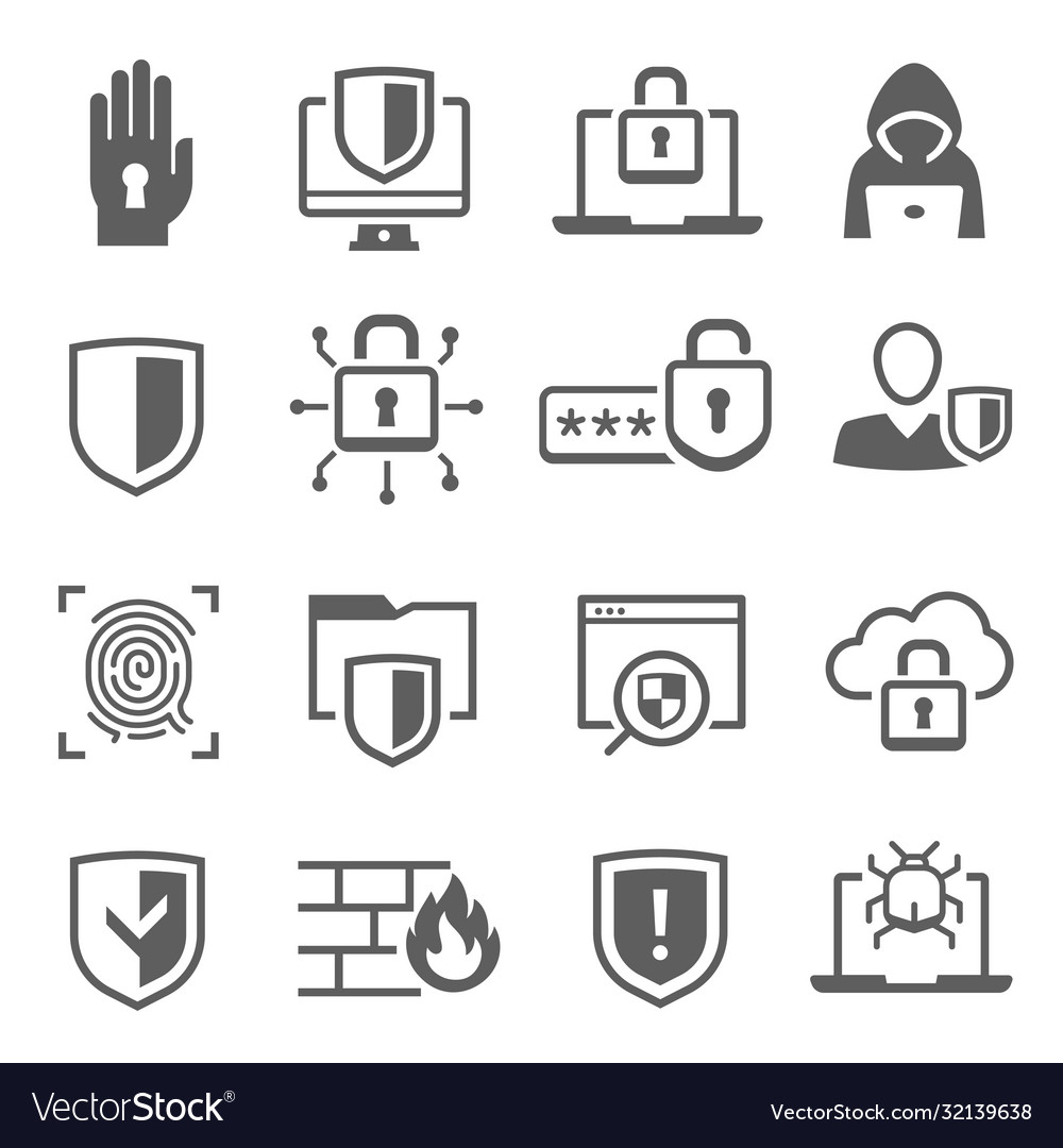 Web cyber security icon set digital safety system Vector Image