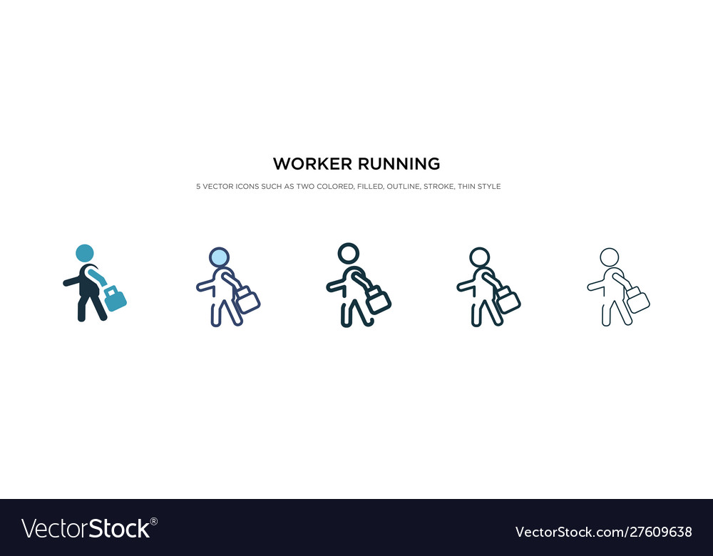 Worker running icon in different style two