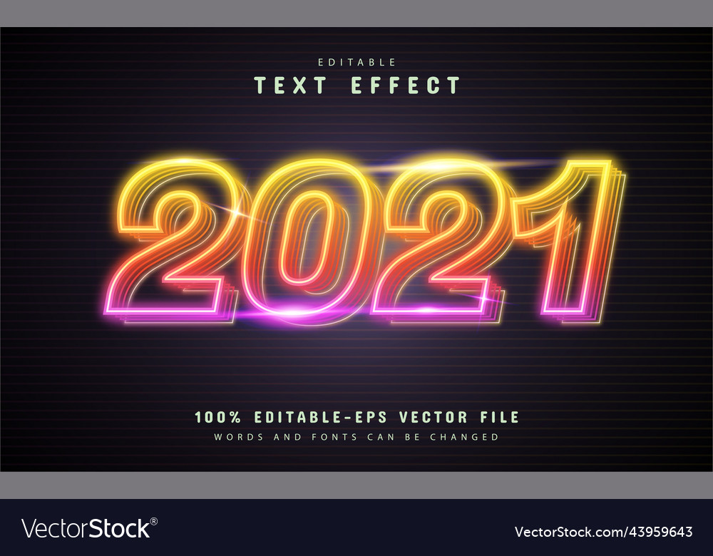 2021 text editable colorful neon effect