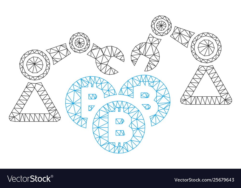 Bitcoin mining robotics mesh 2d model vector image Bitcoin mining robotics mesh 2d model