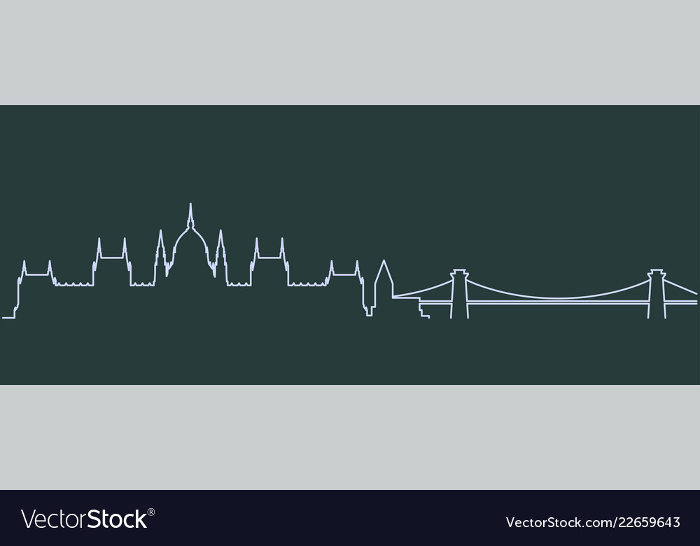 Budapest single line skyline Royalty Free Vector Image