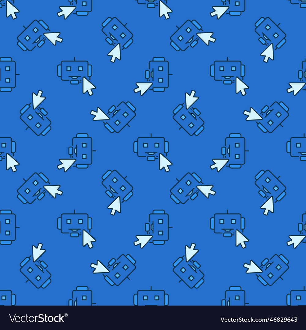 Chatbot with mouse cursor blue seamless pattern Vector Image Chatbot with mouse cursor blue seamless pattern