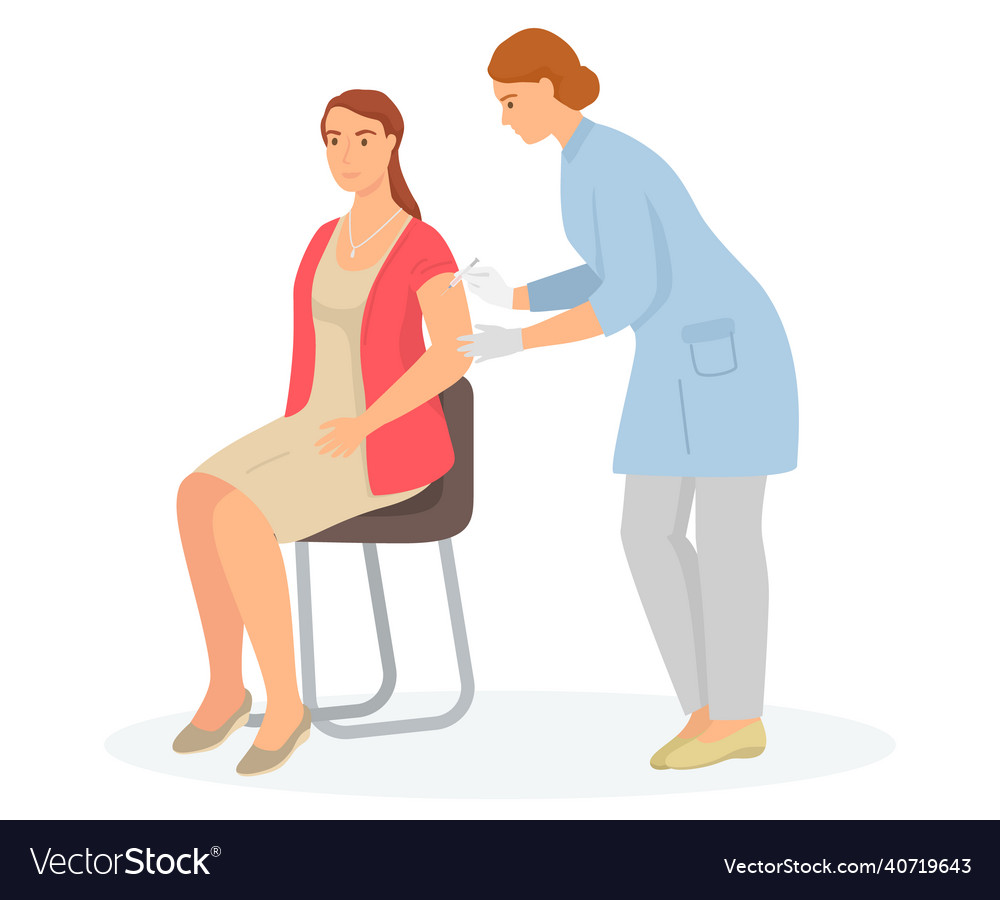 Doctor Is Making Injection To Patient Isolated Vector Image