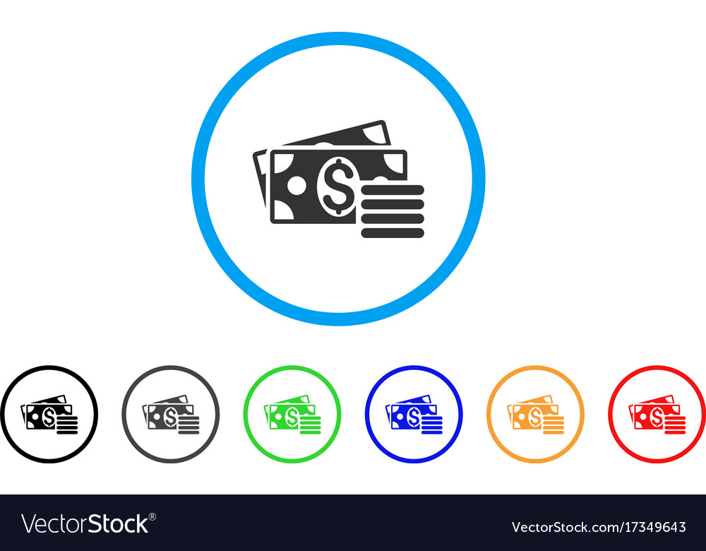 Dollar cash rounded icon Royalty Free Vector Image