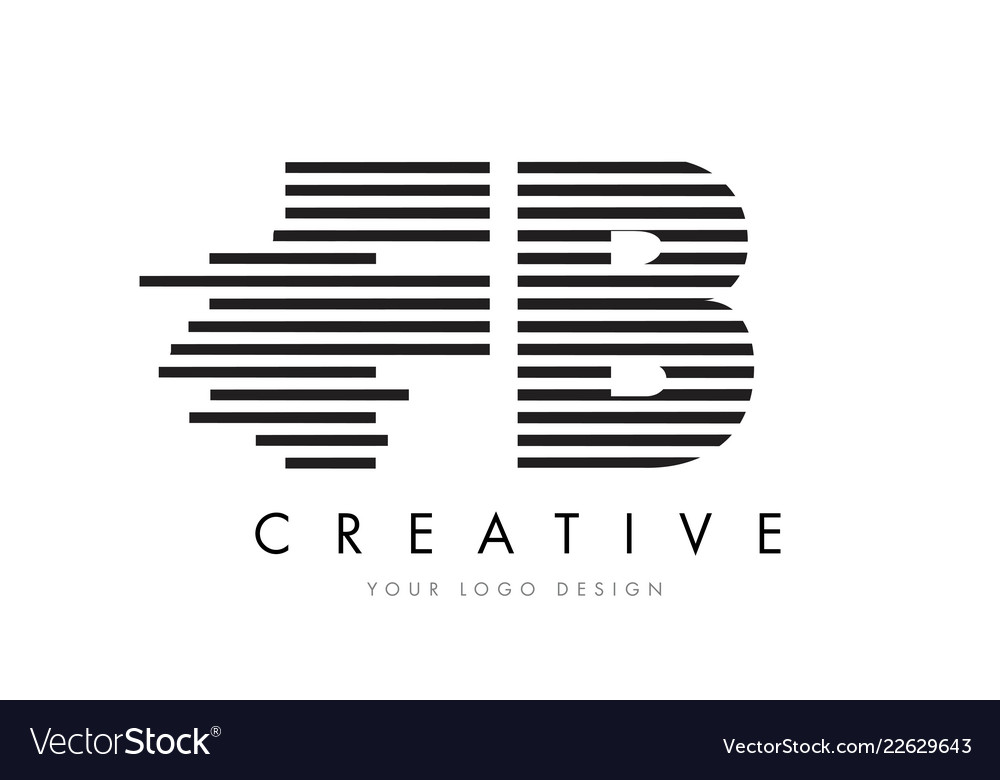 Fb f b zebra letter logo design with black