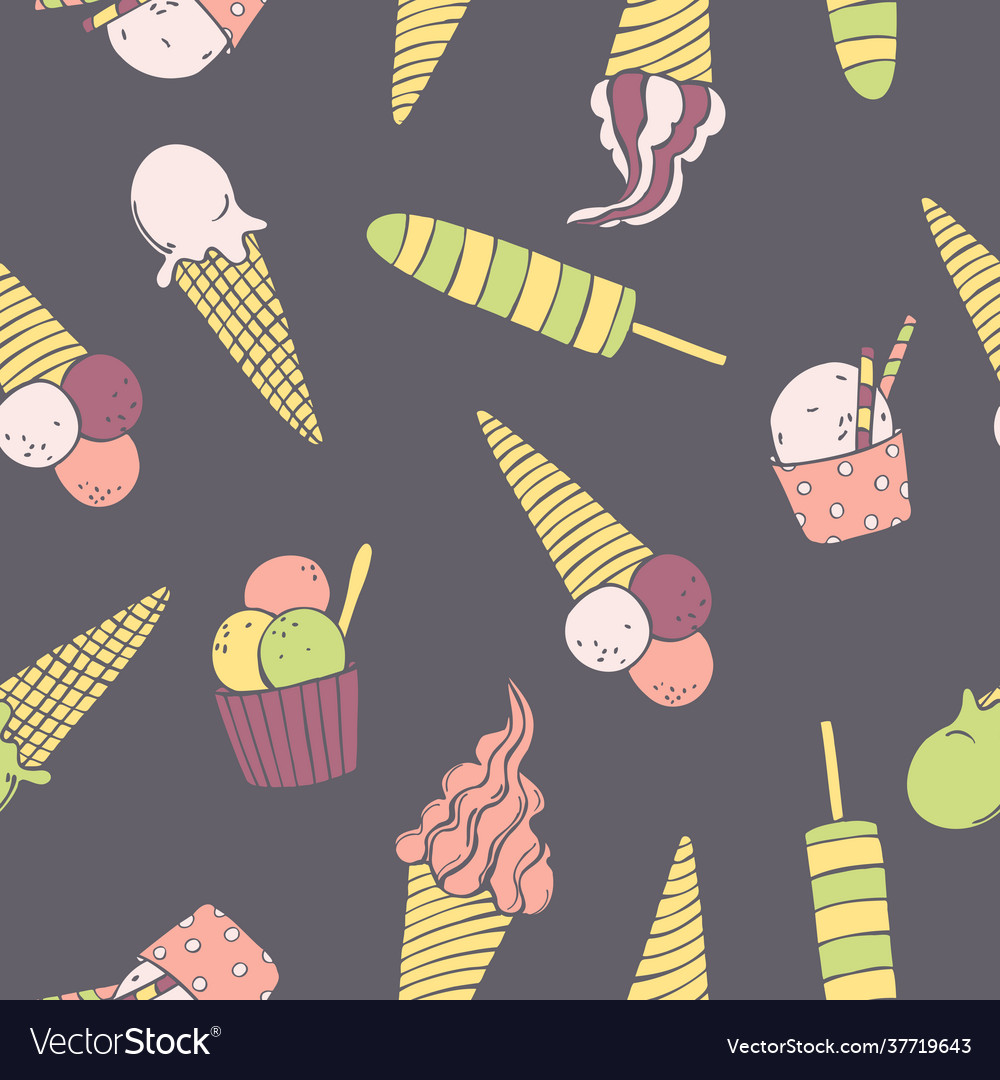 Ice cream set pattern Vector Image Ice cream set pattern