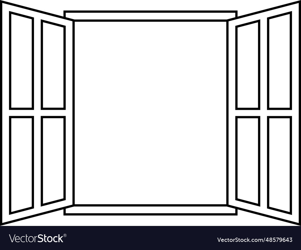 Icon sign open window outline frame Royalty Free Vector