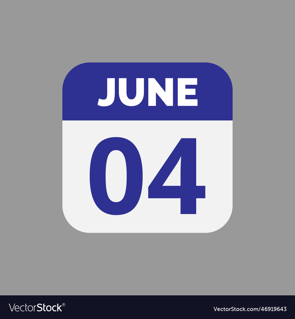 June 4 calendar date icon Royalty Free Vector Image