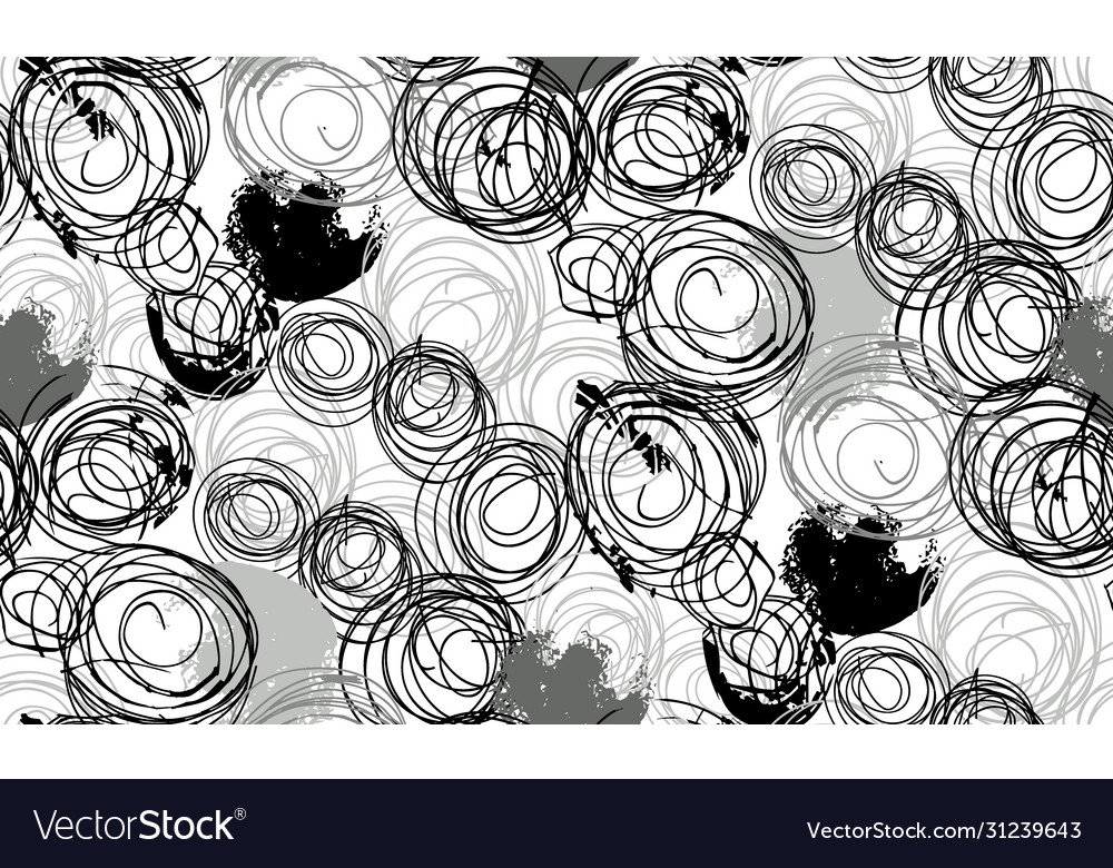 Monochrome seamless pattern with irregular circles