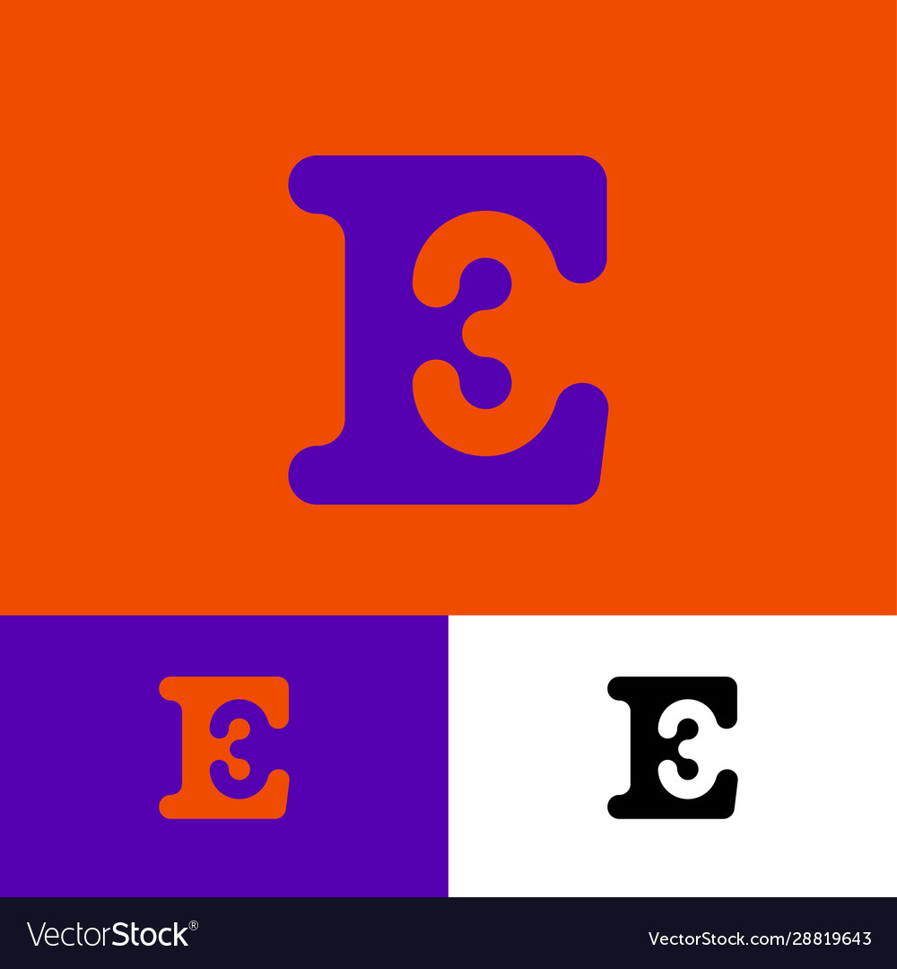 Number 3 and e letters monogram abstract logo