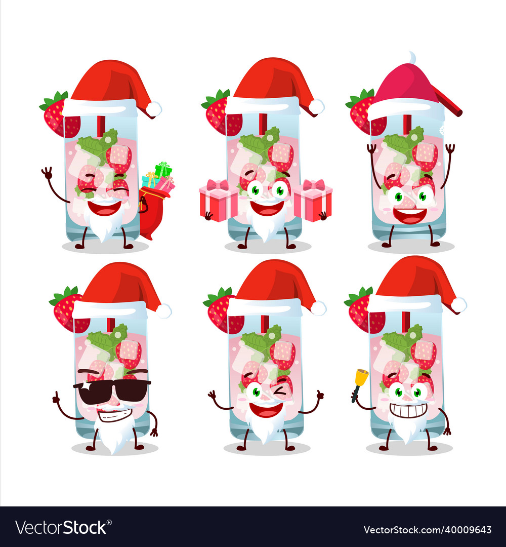 Santa claus emoticons with strawberry mojito
