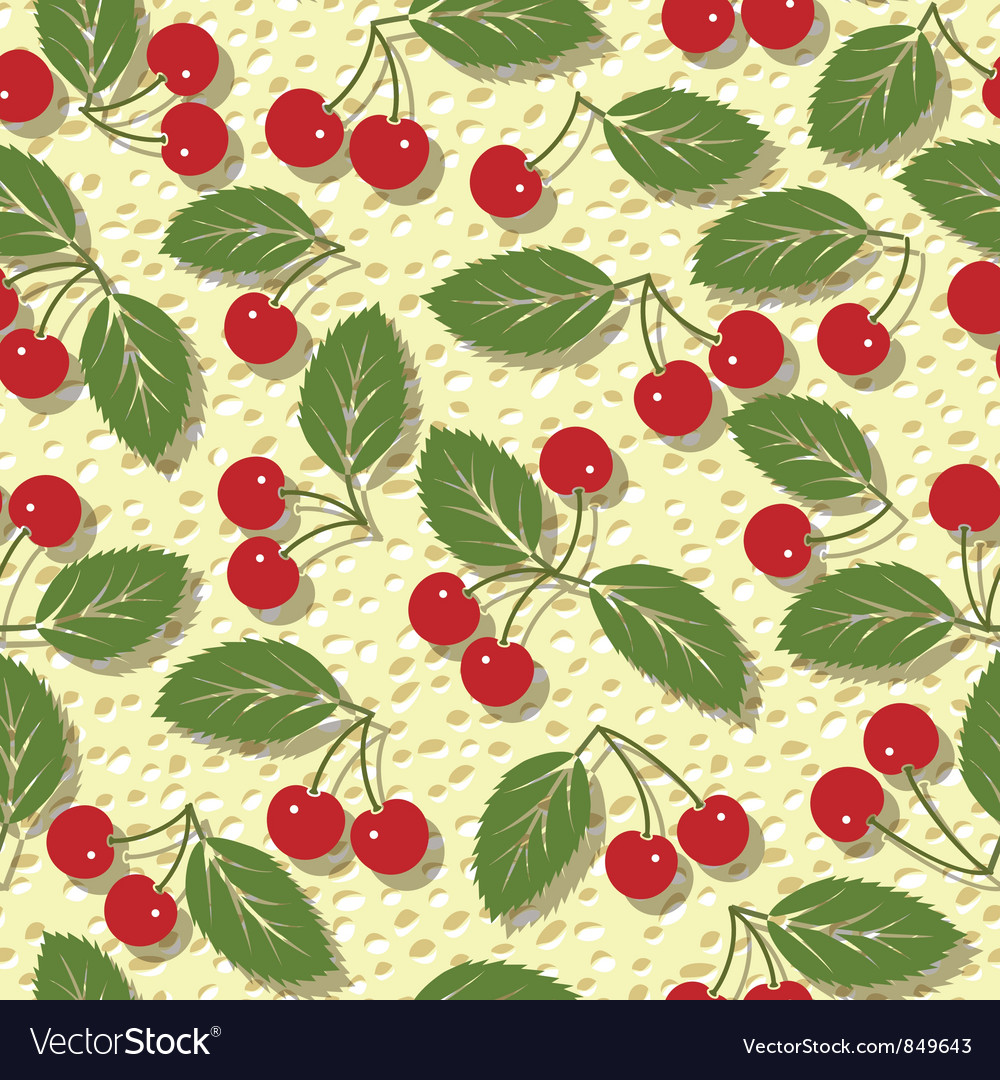 Seamless pattern with red cherries