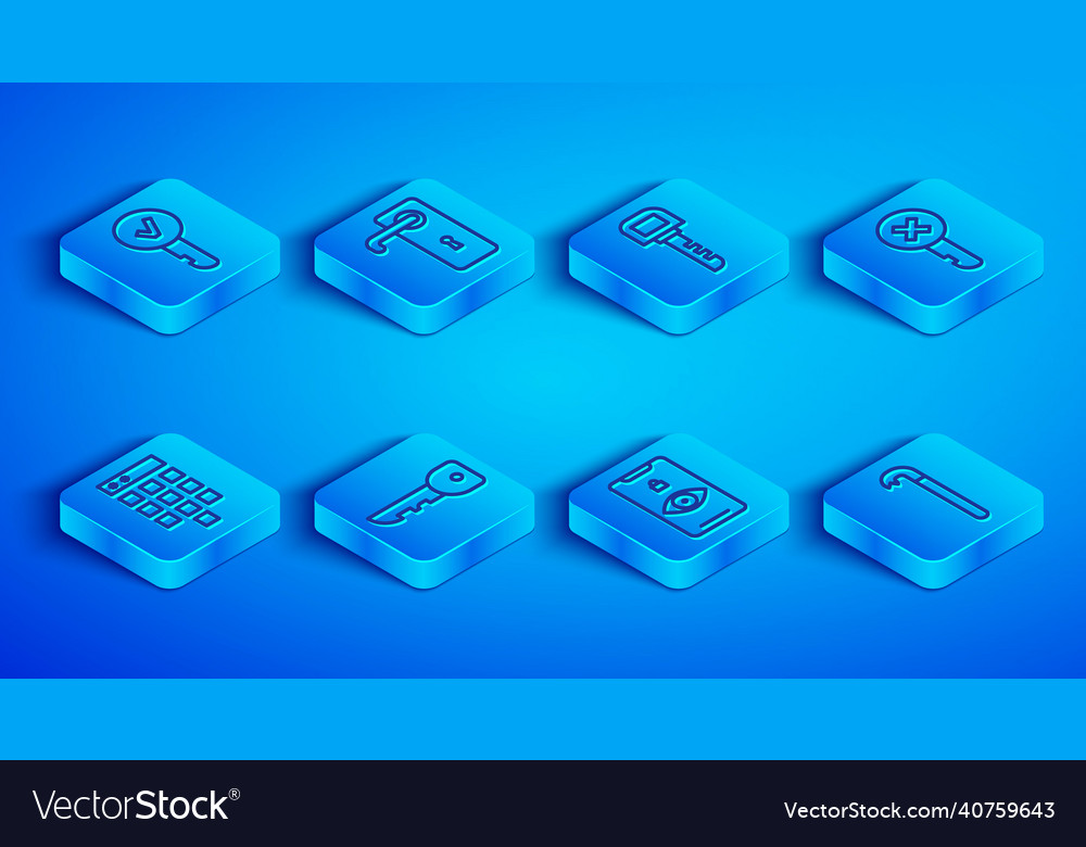 Set line key door handle eye scan wrong vector image Set line key door handle eye scan wrong
