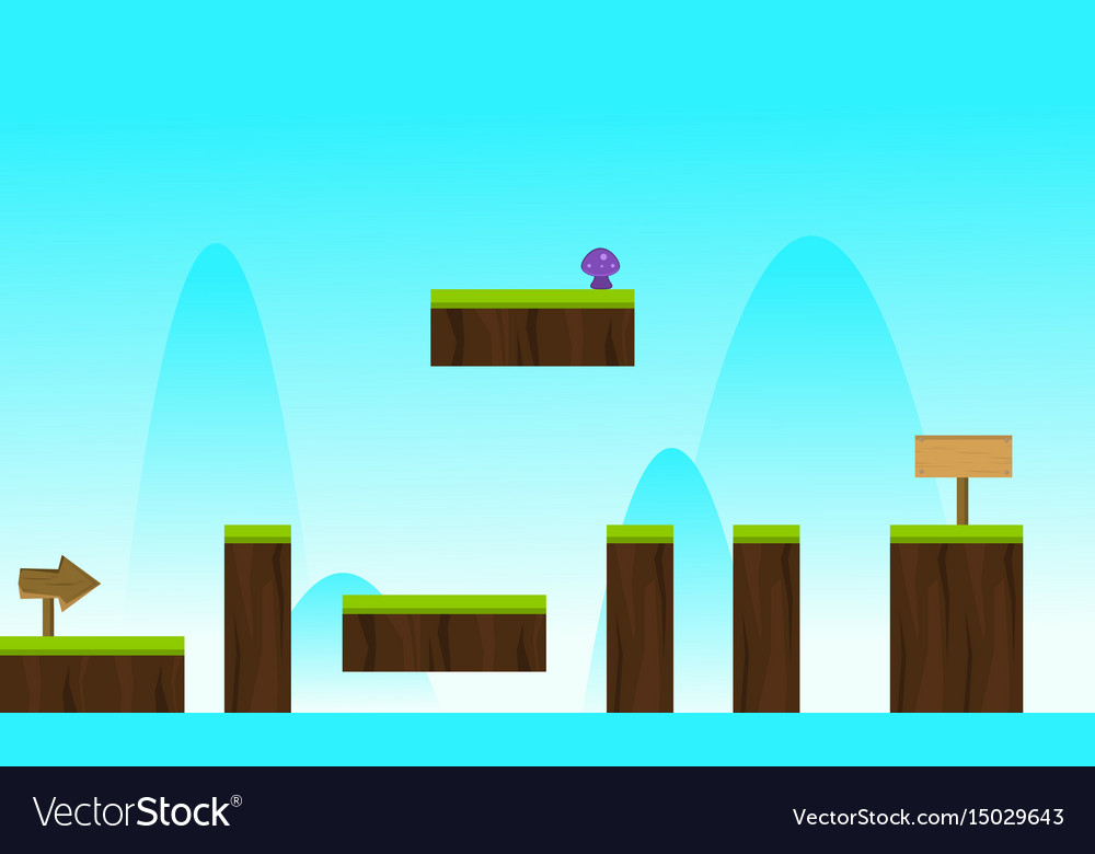 Sky nature game background style Royalty Free Vector Image