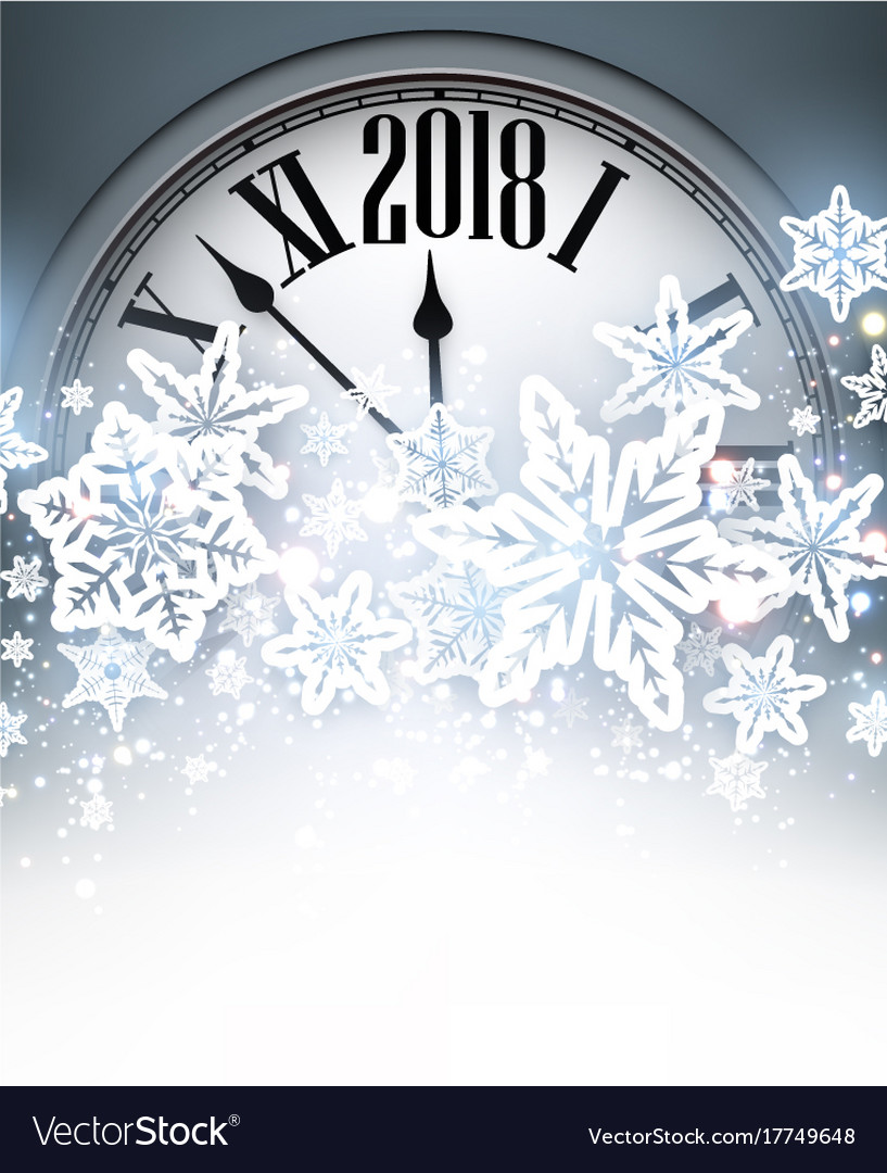 2018 new year background with clock