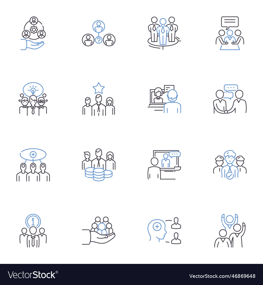 Cohesion line icons collection unity integration Vector Image Cohesion line icons collection unity integration
