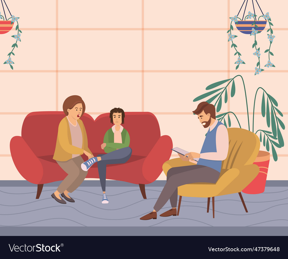 Conversation between mother teenager and male vector image Conversation between mother teenager and male