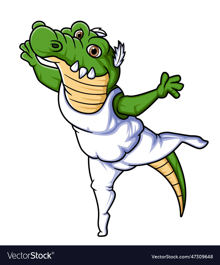 Cute crocodile ballet dancer cartoon character