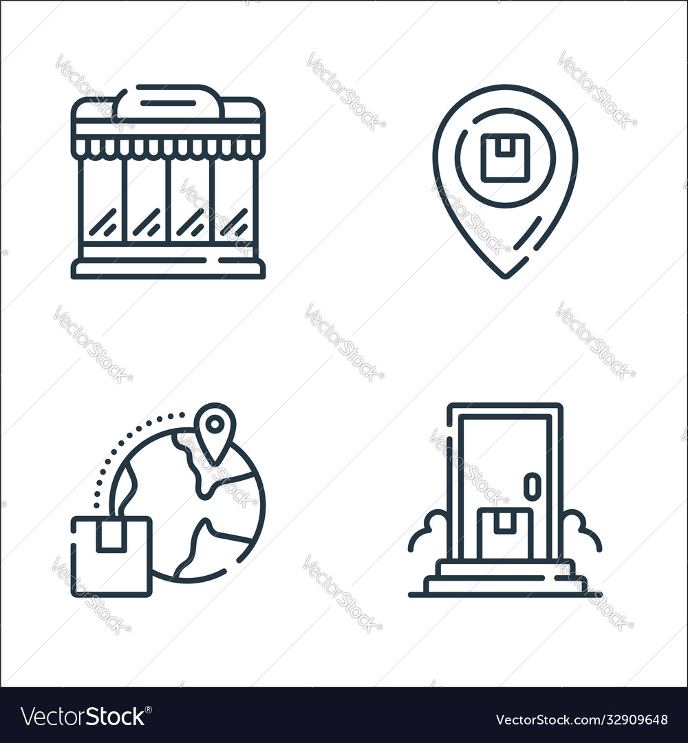 Delivery line icons linear set quality vector image Delivery line icons linear set quality