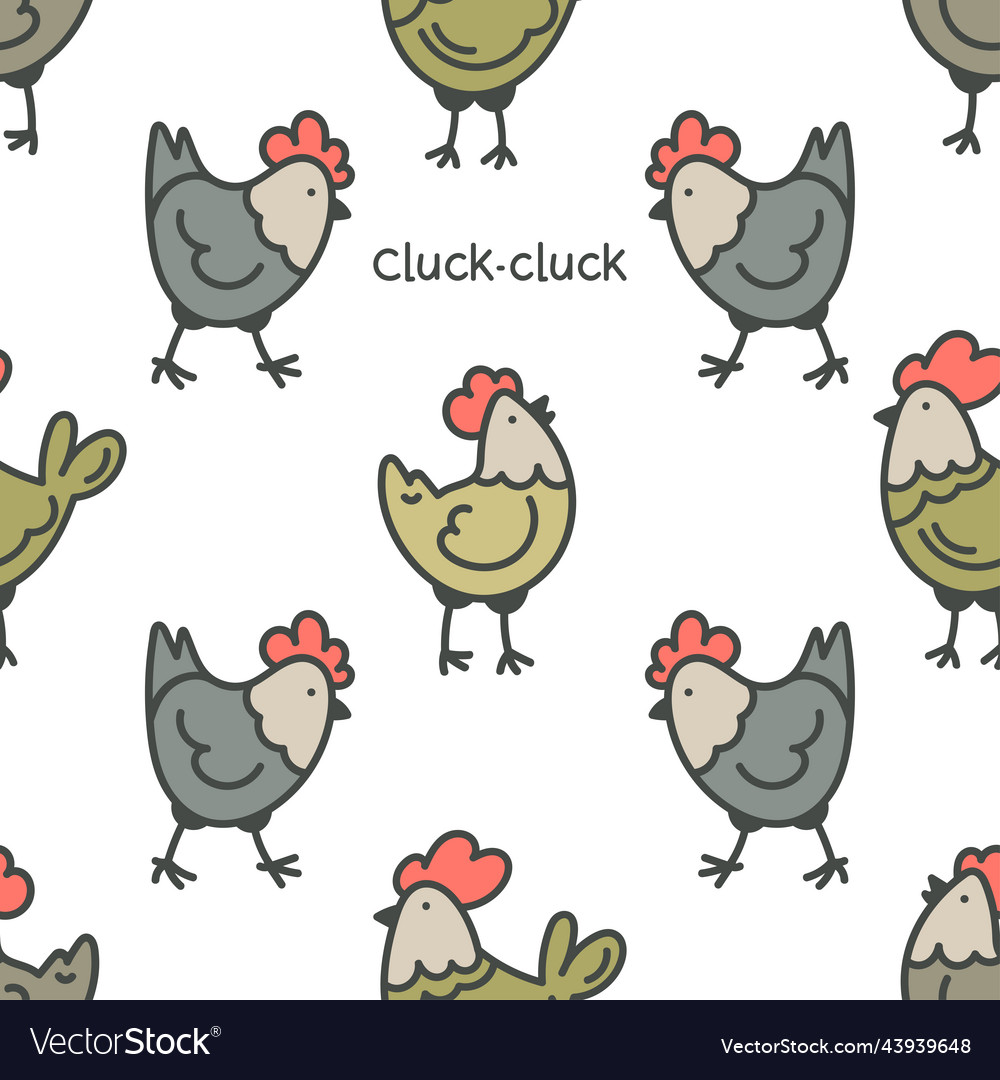 Flat farm birds family chicken characters seamless