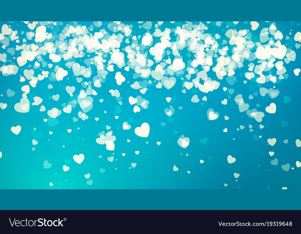 Golden falling hearts in blue sky valentines day Vector Image