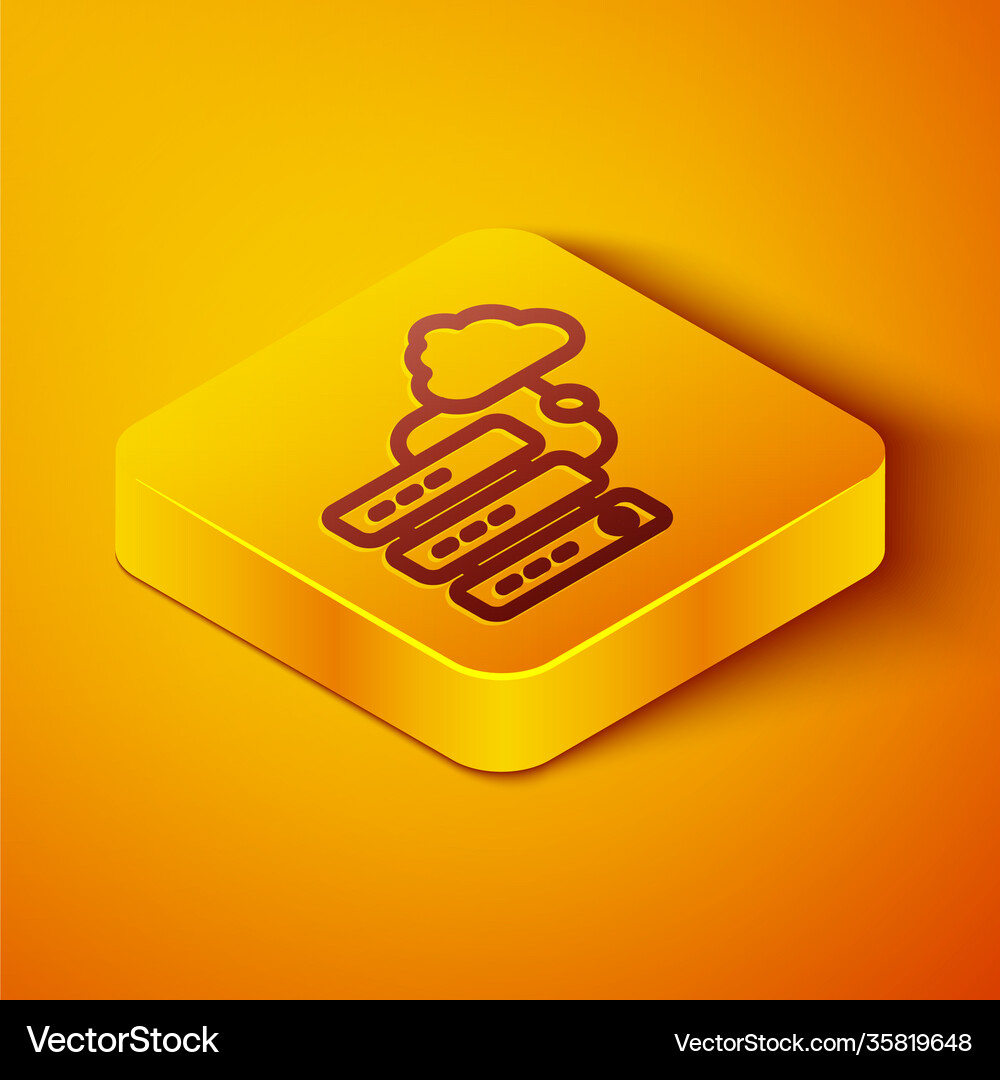 Isometric line network cloud connection icon Vector Image