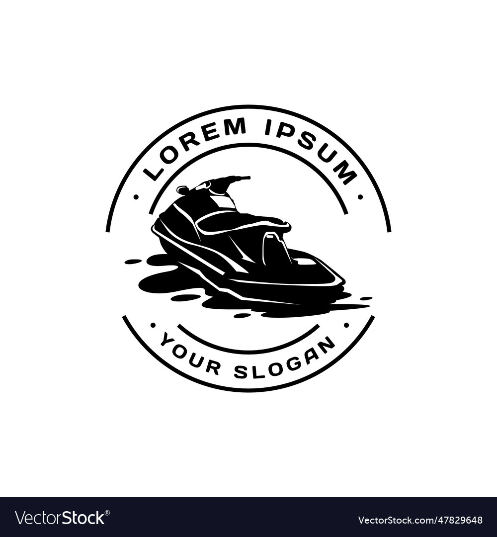 Jet ski emblem design logo isolated Royalty Free Vector