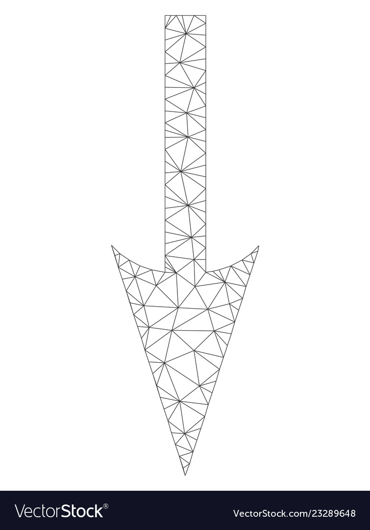 Mesh sharp arrow down icon vector image Mesh sharp arrow down icon