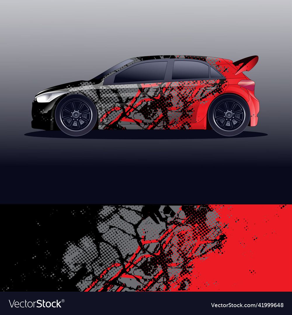 Rally car decal graphic wrap Royalty Free Vector Image