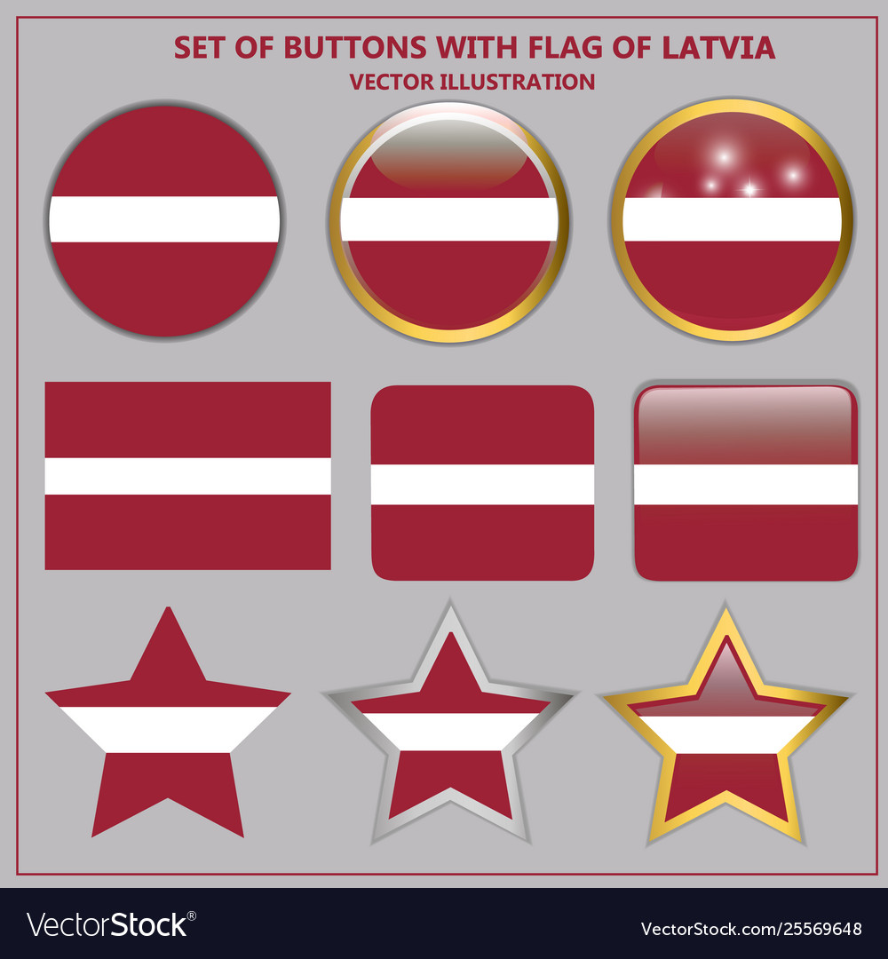 Set buttons with flag latvia