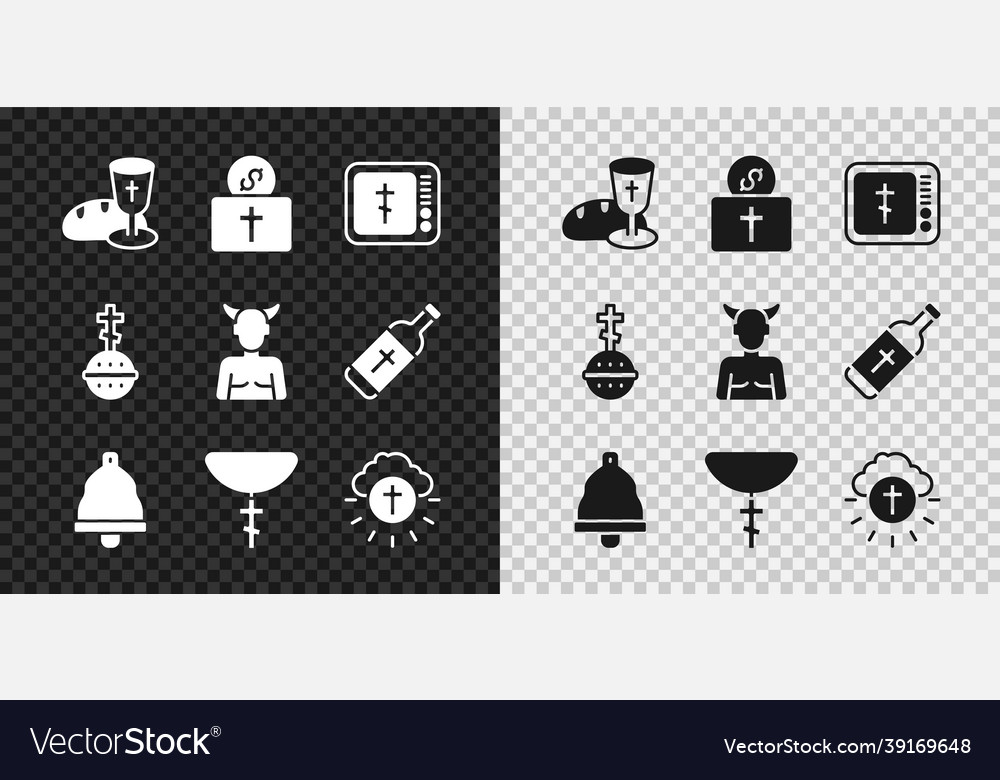 Set goblet and bread donation for church online Vector Image