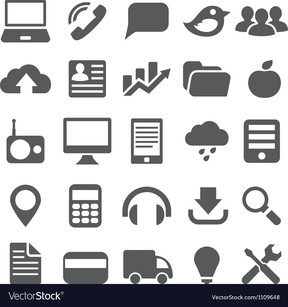 Download Set gray simple icons for web design Royalty Free Vector