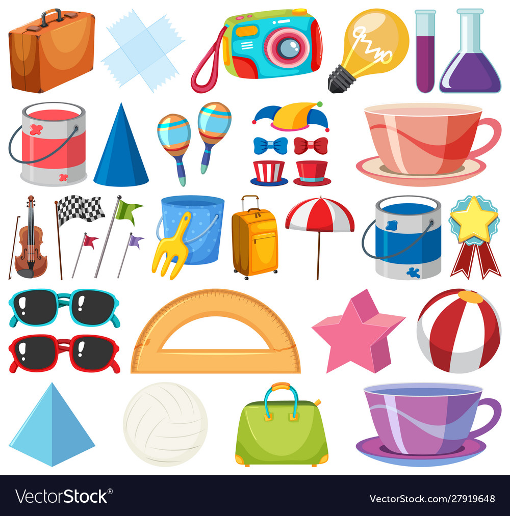 Set isolated objects theme school items