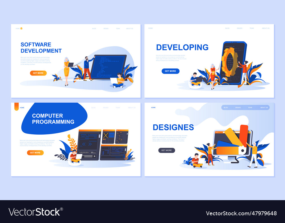 Set of landing page template for software