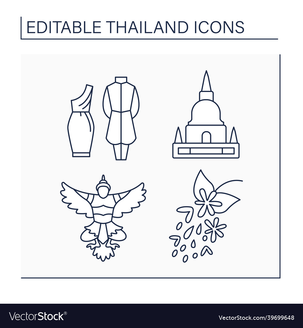 Thailand line icons set