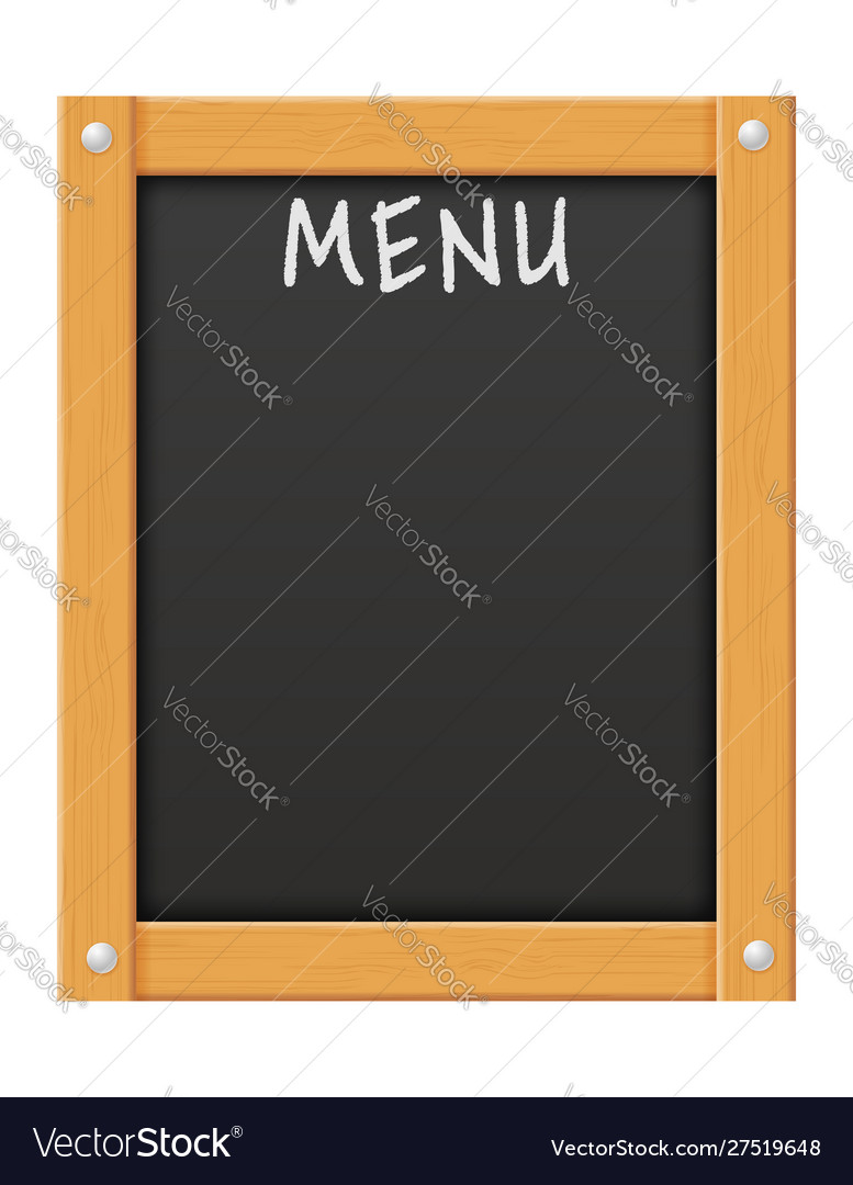 Wooden black menu board blank template for design Vector Image Throughout Empty Menu Template