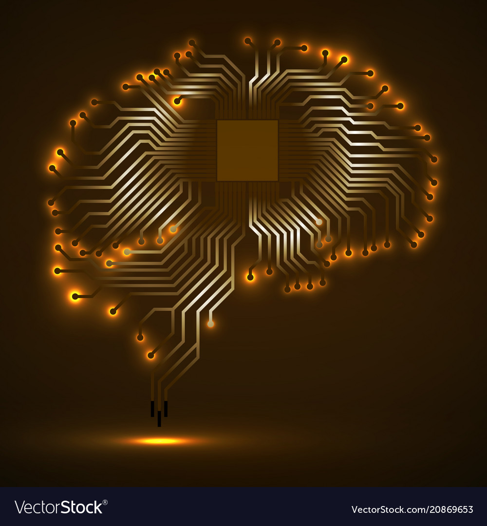 Abstract technological glowing brain cpu