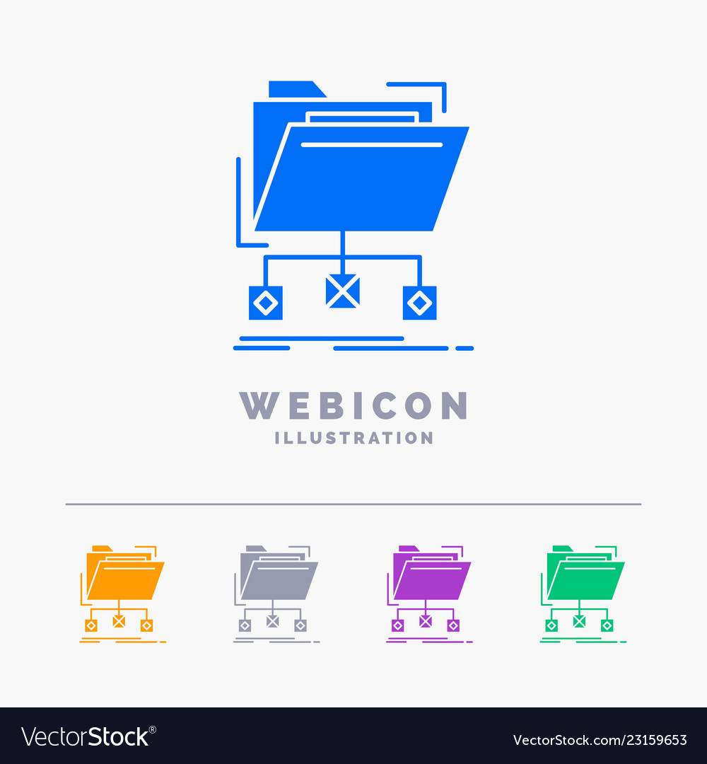 Backup data files folder network 5 color glyph vector image Backup data files folder network 5 color glyph