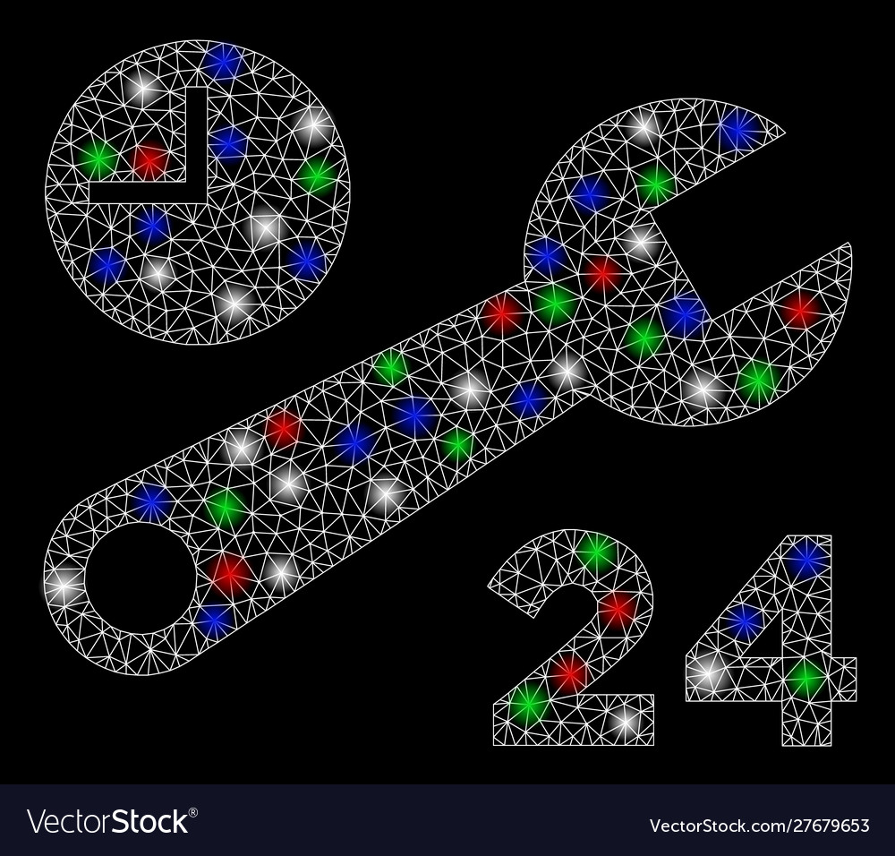 Bright mesh 2d nonstop service hours with flash vector image Bright mesh 2d nonstop service hours with flash