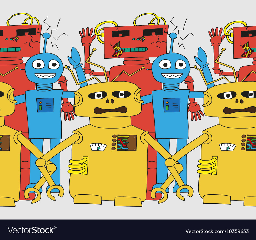 Cartoon robots seamless pattern