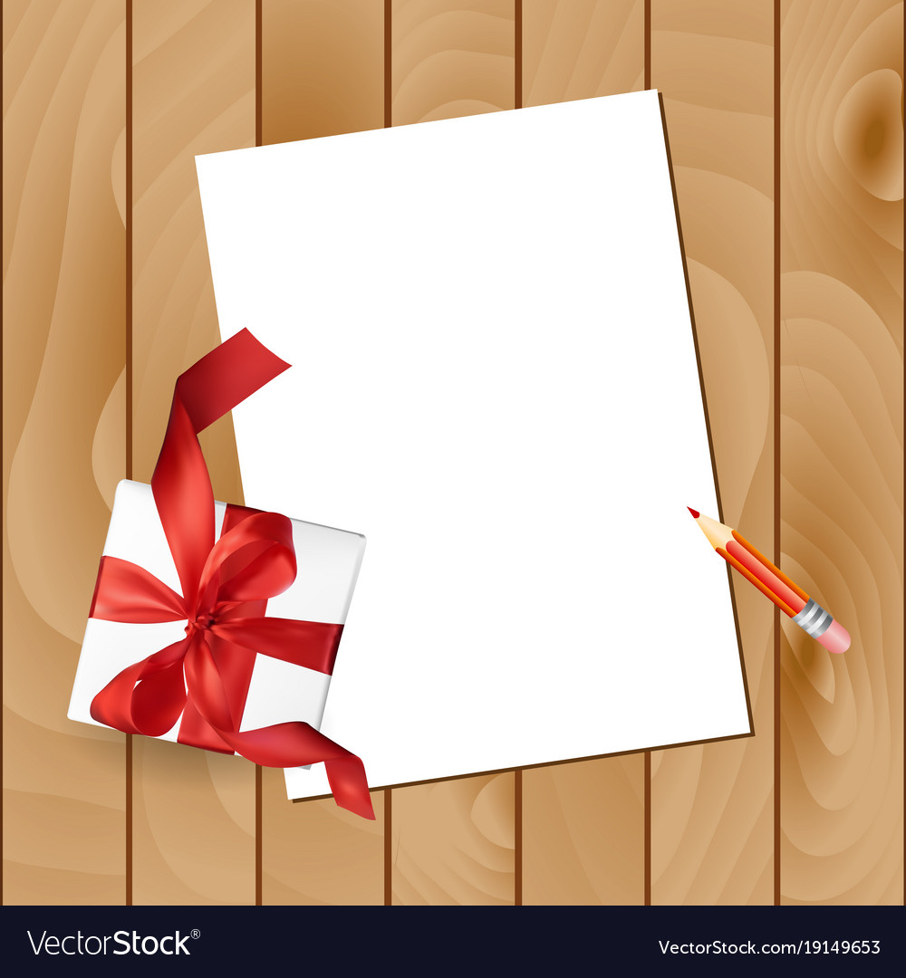 Christmas Letter With A Pencil And A Gift Red Bow Vector Image