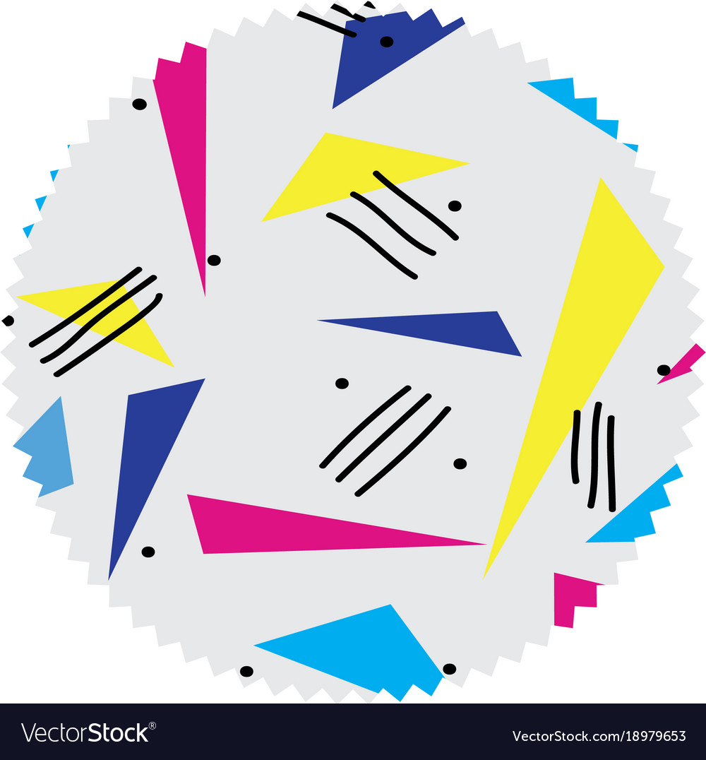 Circle with memphis abstract design background