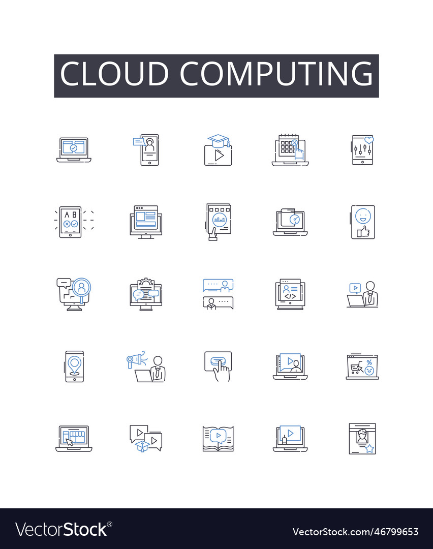 Cloud computing line icons collection assessment vector image Cloud computing line icons collection assessment