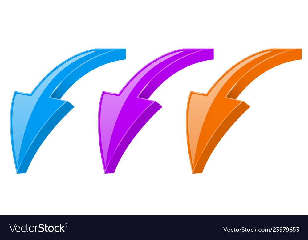 Colored arrows shiny 3d down web icons