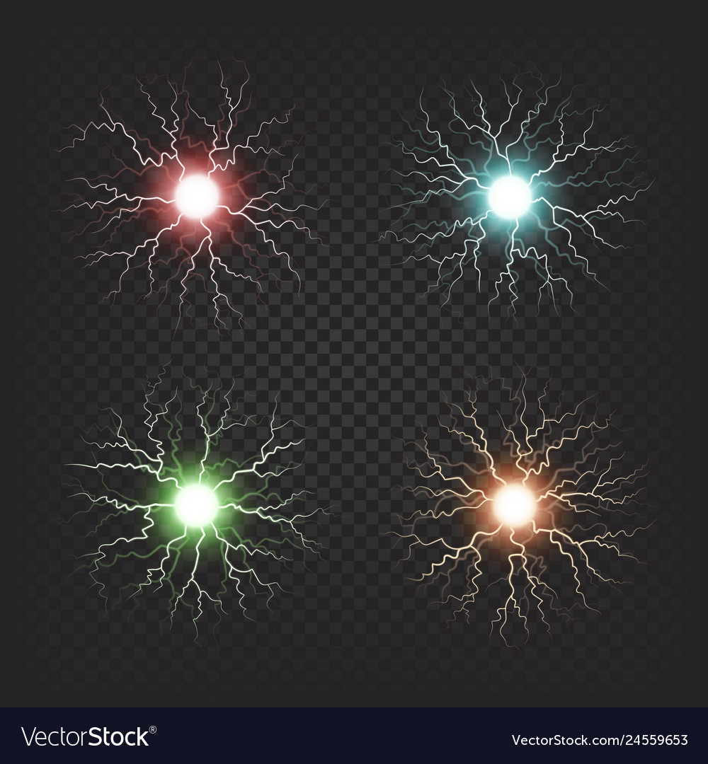 Colorful electric fireballs isolated Royalty Free Vector