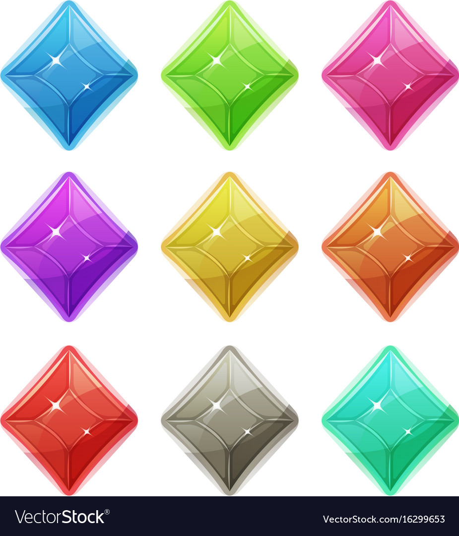 Gems crystal and diamonds icons for game ui Vector Image