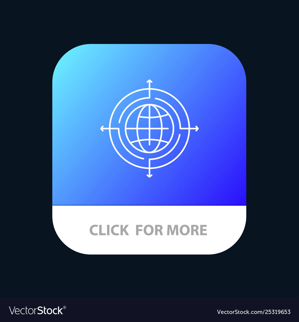 Globe focus target connected mobile app button vector image Globe focus target connected mobile app button