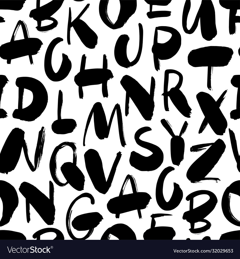 Hand drawn alphabet letter seamless pattern Vector Image