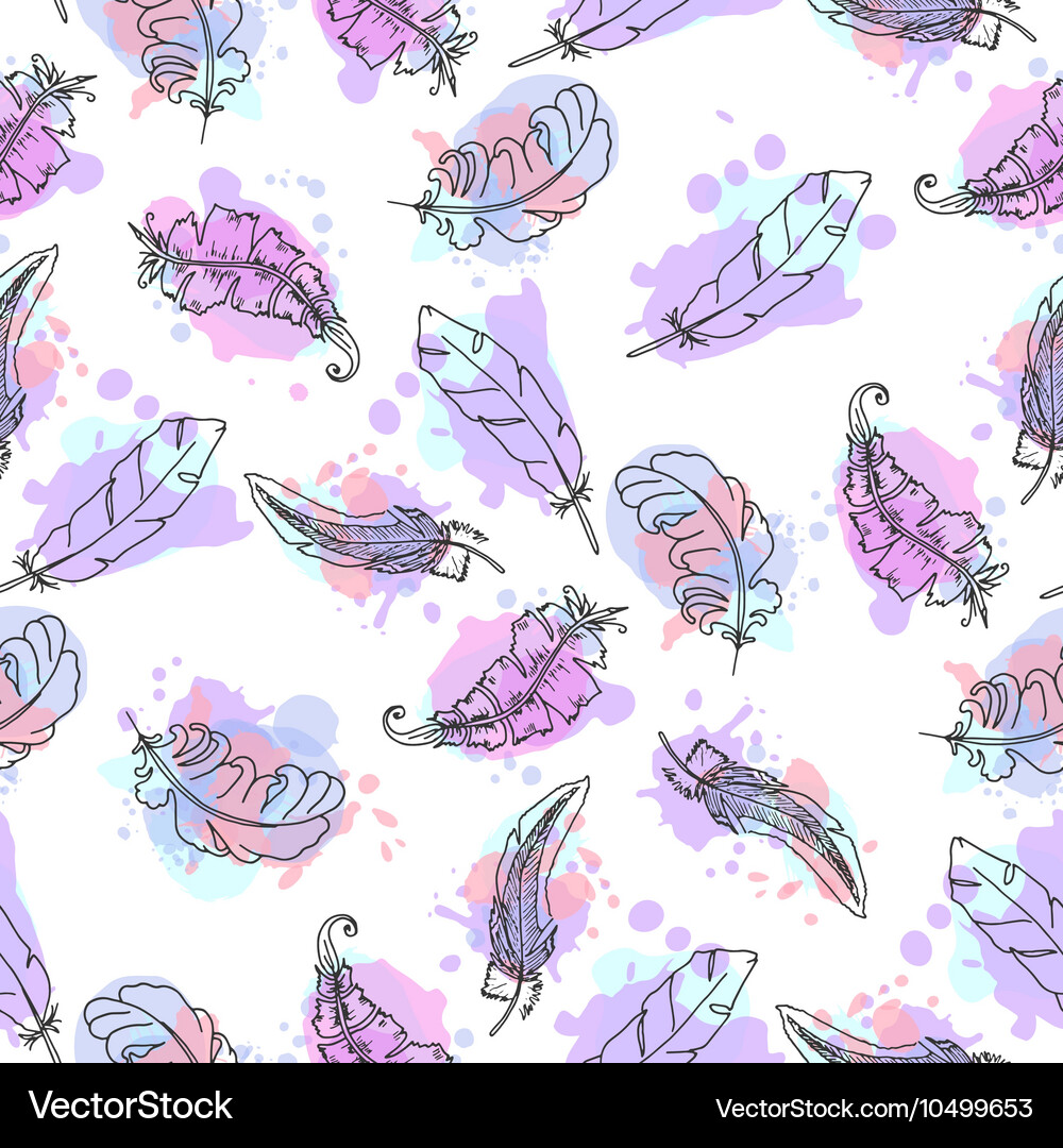 Hand drawn feathers seamless pattern Royalty Free Vector